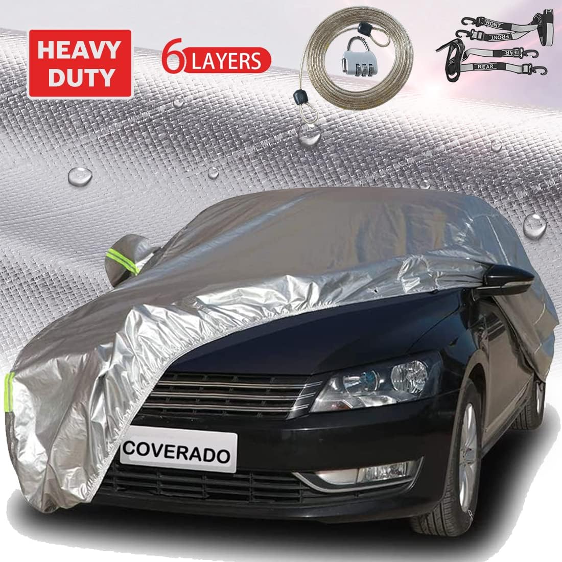 6 Layers Waterproof Car Cover with Lock Y461609