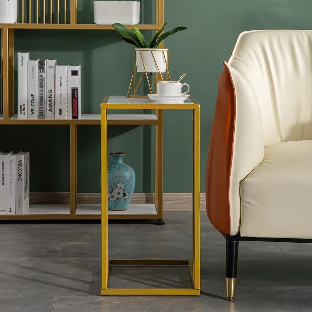 White Marble Top Sofa Side Table N7670