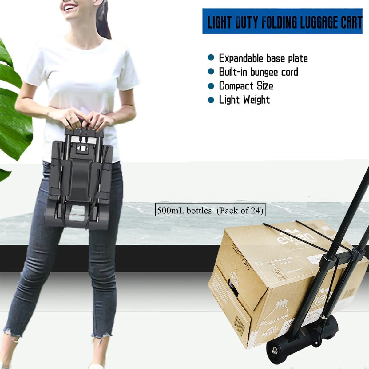 Black Folding Luggage Cart with 2 Wheels Z79973