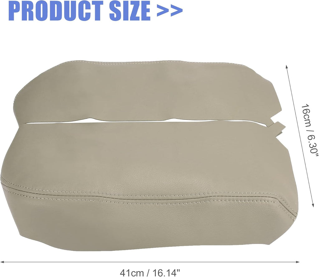 Beige Microfiber Leather Car Center Console Armrest Cover W2193