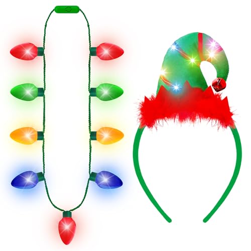 Christmas Light Up Headband and Necklace 2 Pack R18231