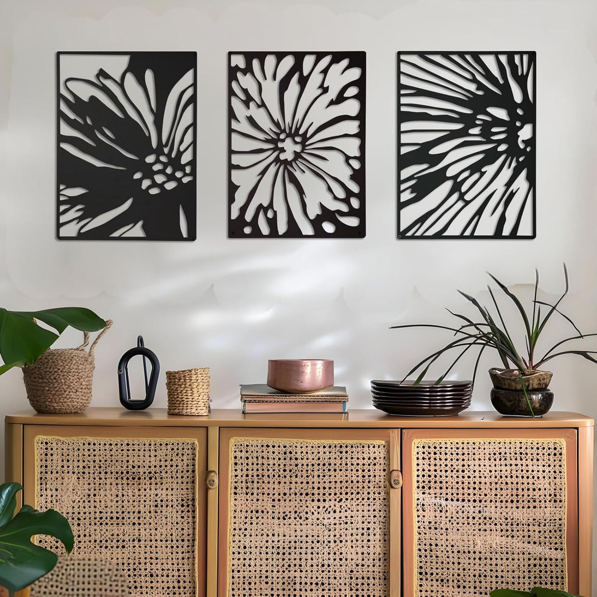3PCS Black Metal Wall Art Decor P31427