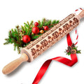 Wooden Embossed Rolling Pin with Snow Pattern S39409
