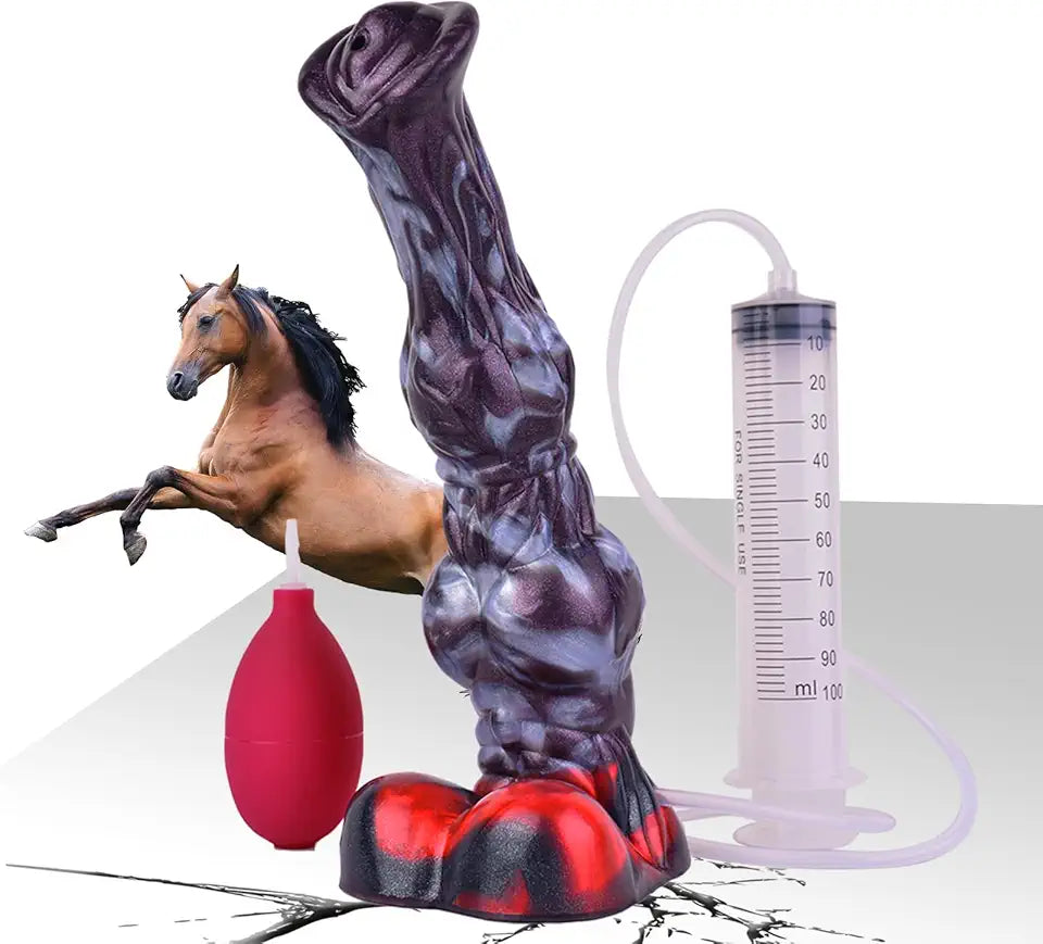 2 Large Knot Suction Cup Ejaculating Silicone Dildo 10.2 Inch L225