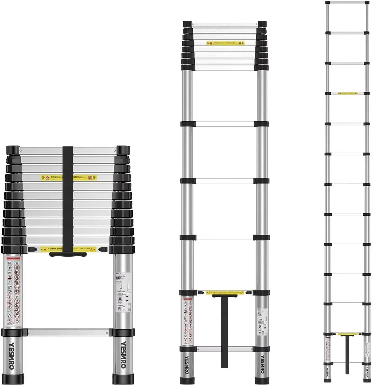 Telescoping Ladder 12.5ft, Aluminum Collapsible, Heavy Duty 330lbs, Non-Slip T464025