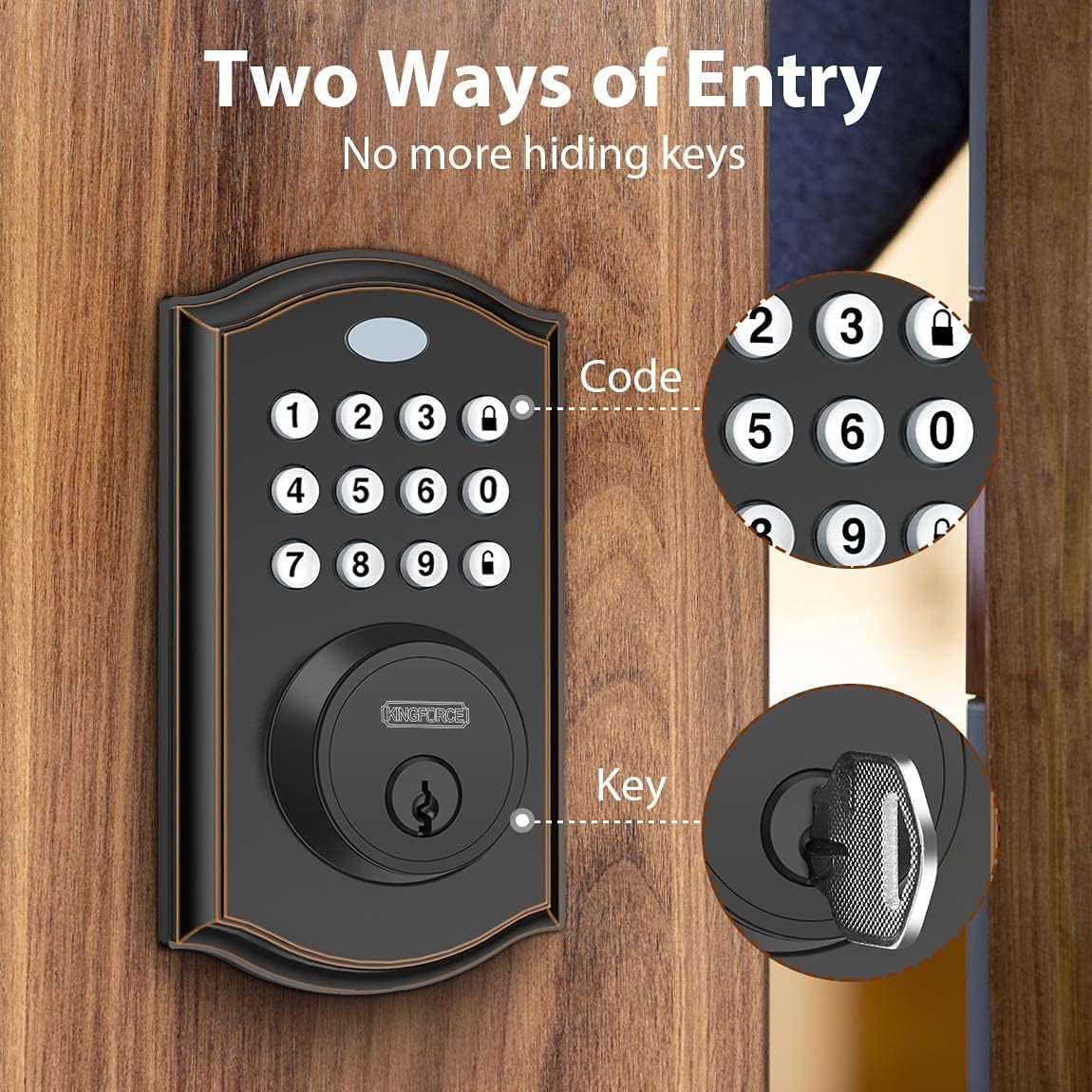 Keypad Deadbolt Lock, Keyless Entry Door Lock, Electronic Deadbolt, Pack of 2 U630832