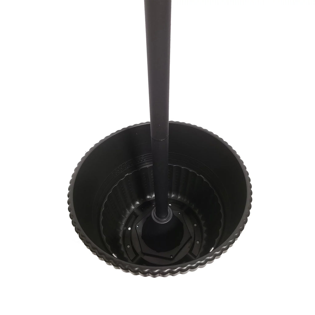 Black Triple Head Solar Lamp and Post Set with Round Planter C783