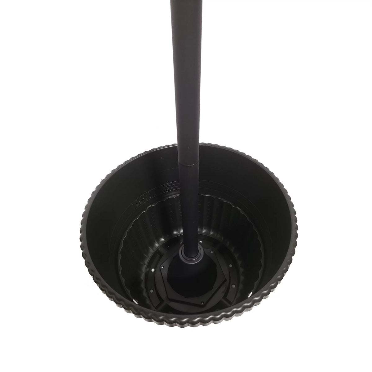 Black Triple Head Solar Lamp and Post Set with Round Planter C783