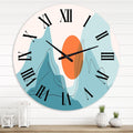 Red Moon Over Abstract Blue Mountains Large Wall Clock U543726