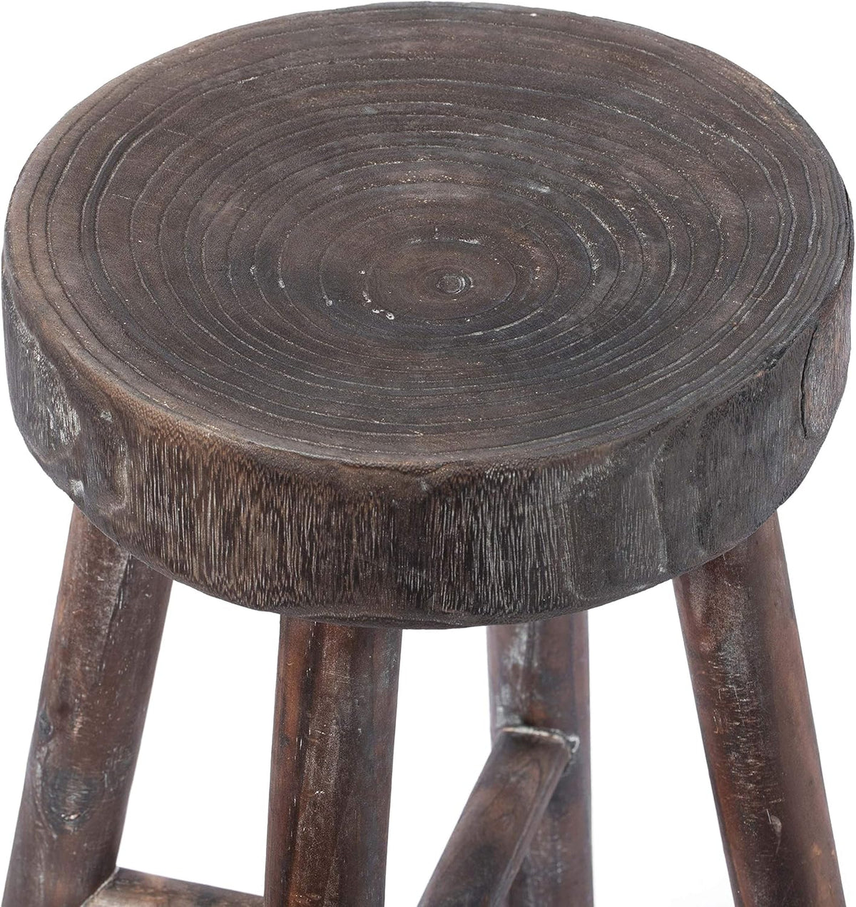 Antique Round Wooden Stools Set of 2 S671