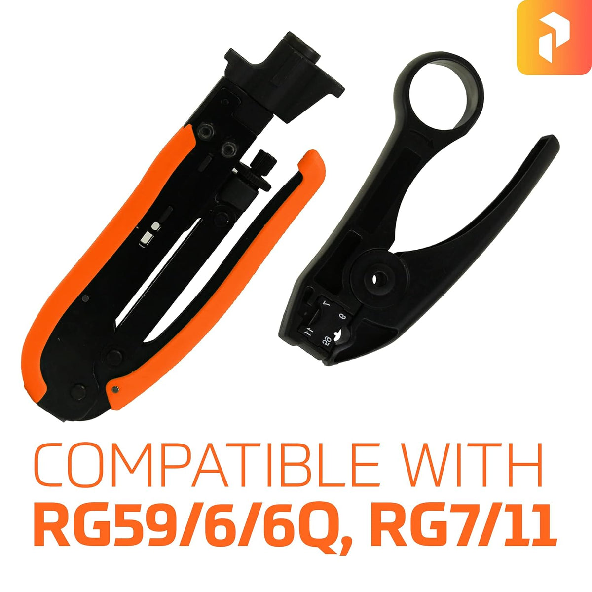 Coax Tool Kit with Crimper, Cable Stripper, Flashlight, Multi-Tool, Pliers, Wrench, Grip Pack W23446