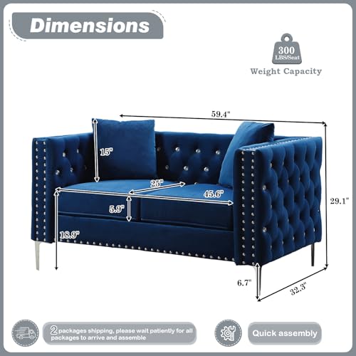 Black Velvet Loveseat Sofa Y88290