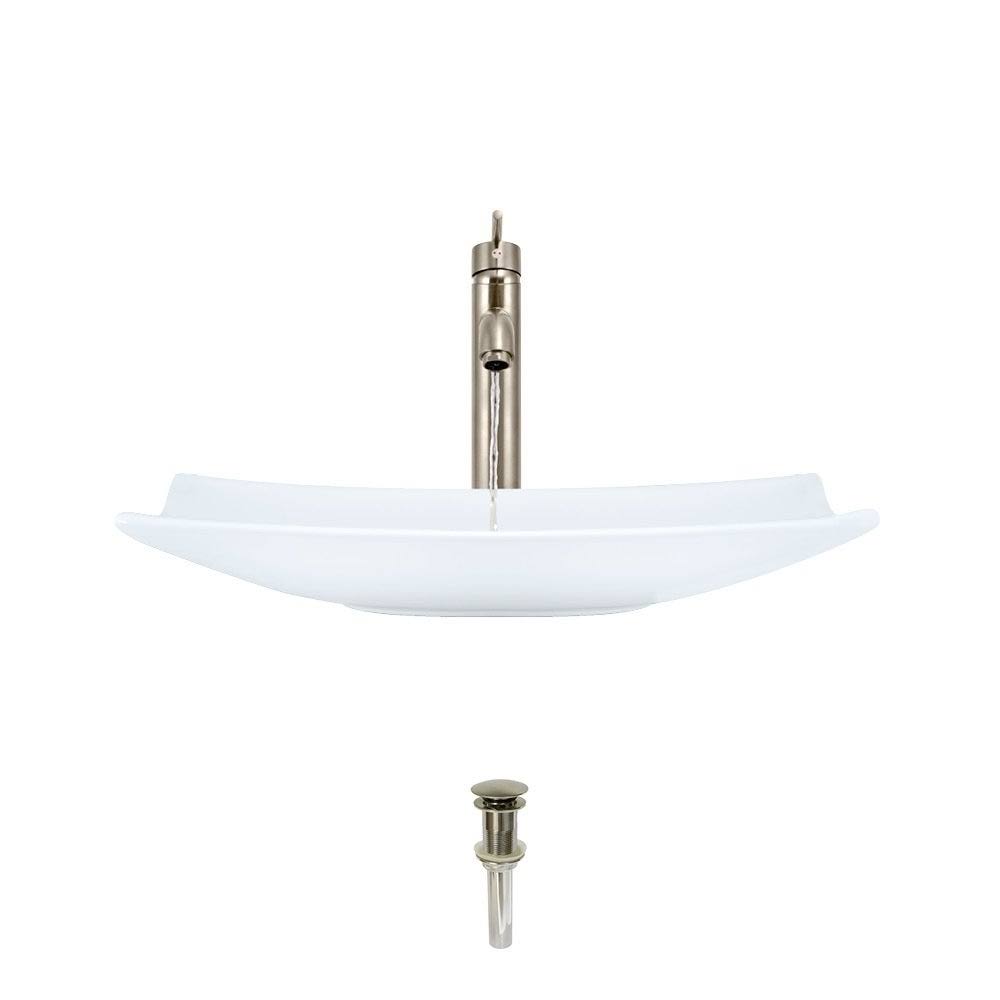 Vitreous China Rectangular Vessel Bathroom Sink with Faucet Z3117