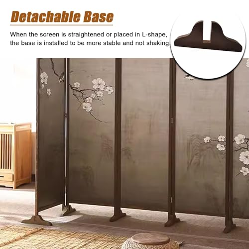 6 Panel Walnut Wood Room Divider Y262074