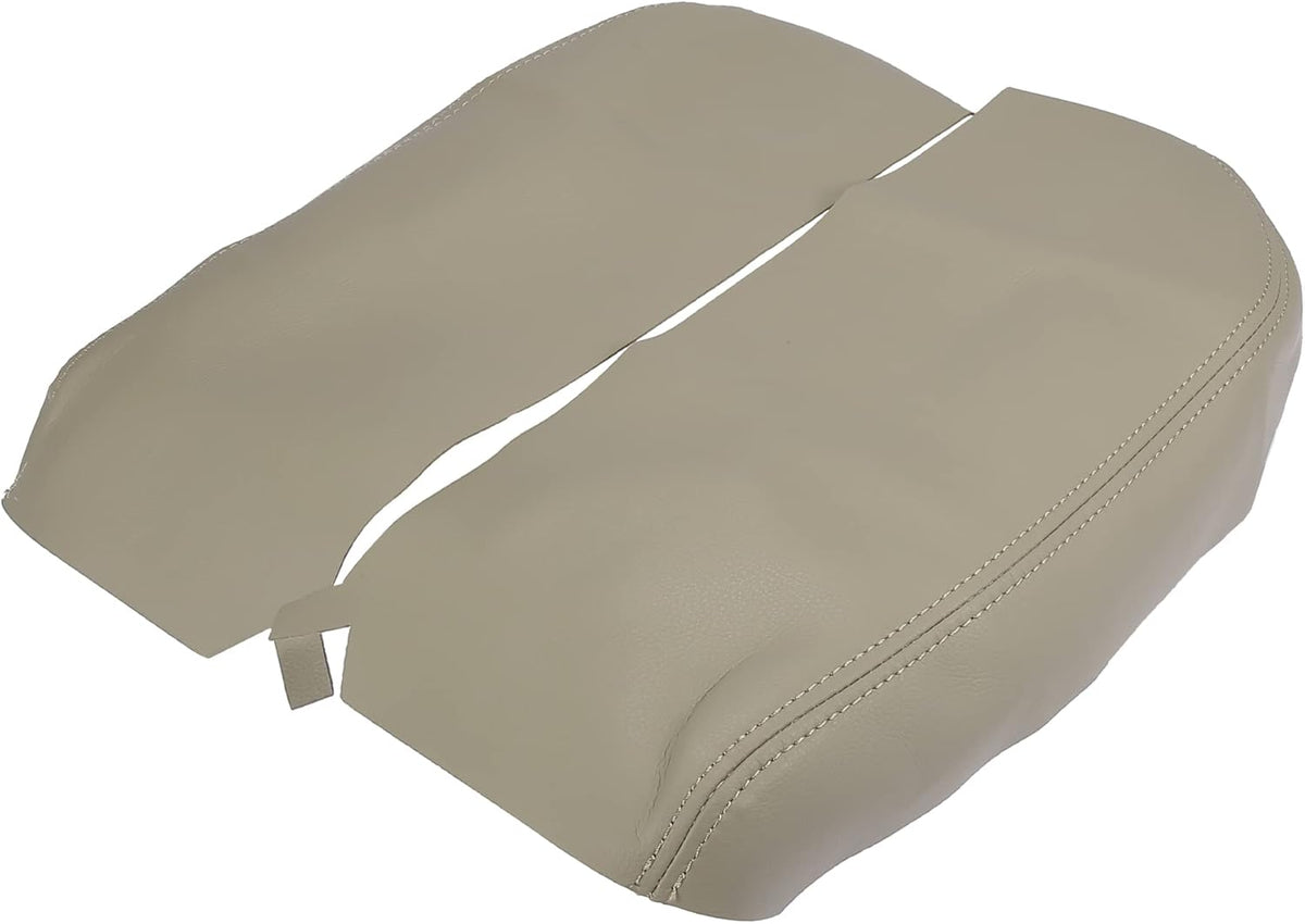 Beige Microfiber Leather Car Center Console Armrest Cover W2193
