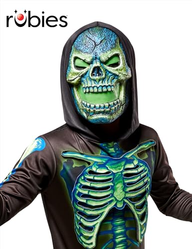 Child's Neon Skeleton Costume Jumpsuit and Light Up Mask M900774