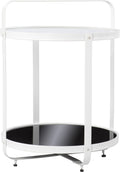 White and Black Glass-Top End Table E7888