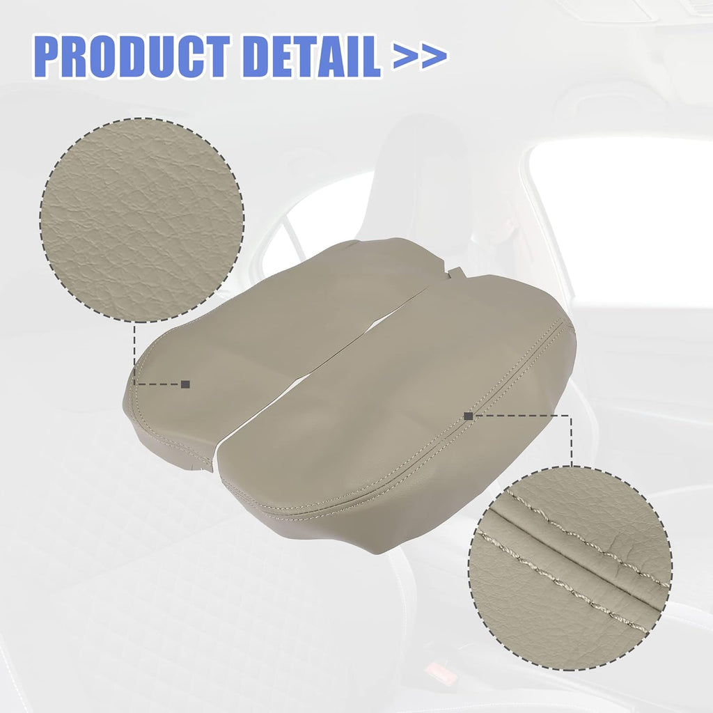 Beige Microfiber Leather Car Center Console Armrest Cover W2193