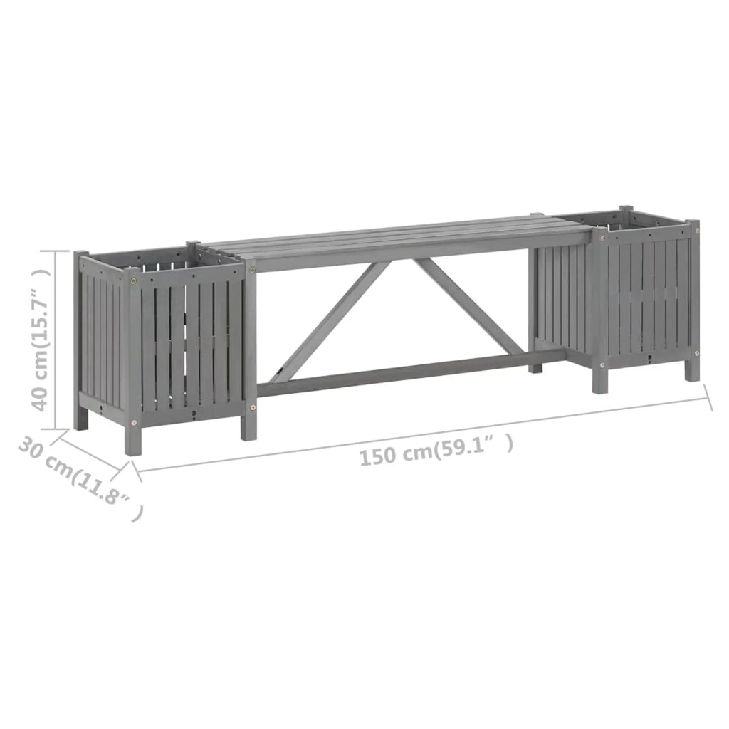 Acacia Wood Bench with 2 Planters S4976