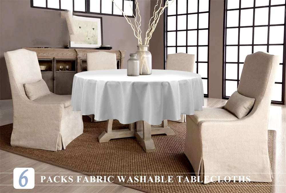 8 Pack White Polyester Round Tablecloth 60'' K657