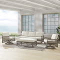 4Pc Outdoor Wicker Swivel Rocker And Sofa Set Creme/Driftwood M4965
