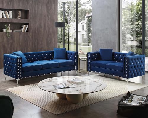 Black Velvet Loveseat Sofa Y88290