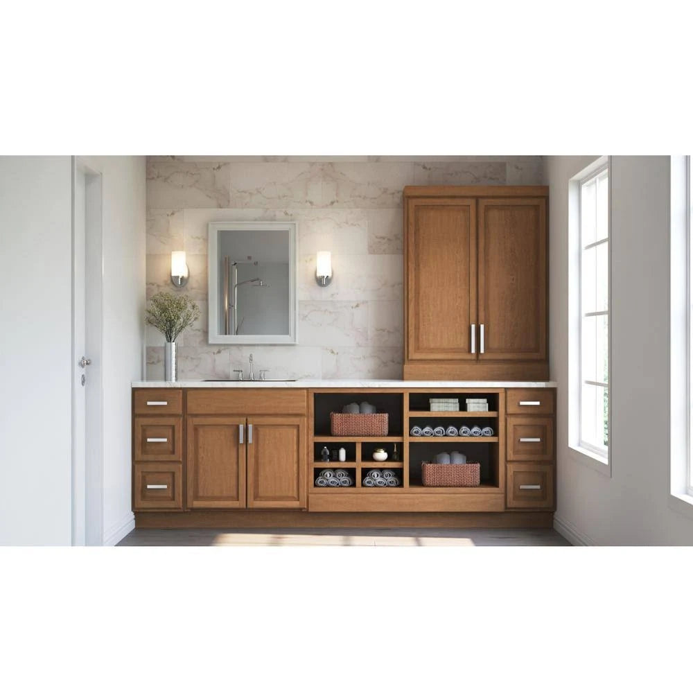 Medium Oak Diagonal Corner Wall Kitchen Cabinet J76325