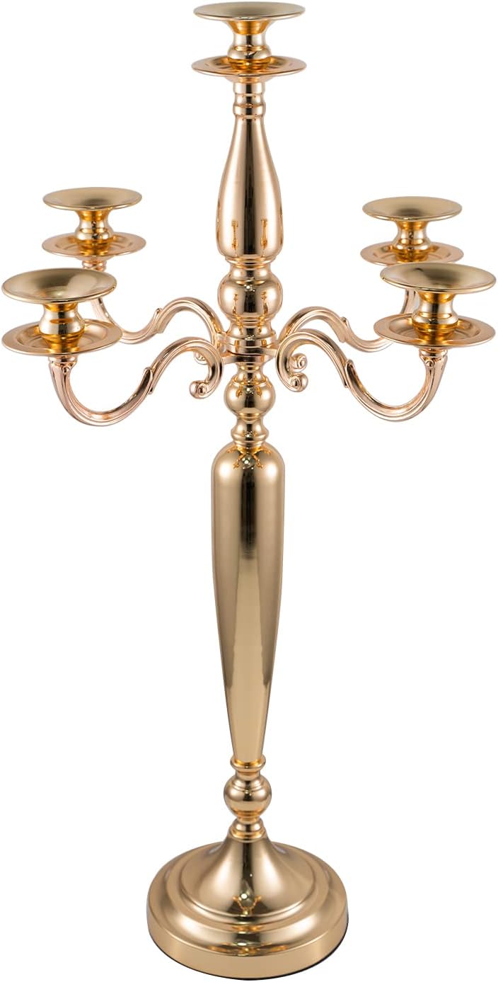 5 Arms Gold Taper Candle Holder Q353969