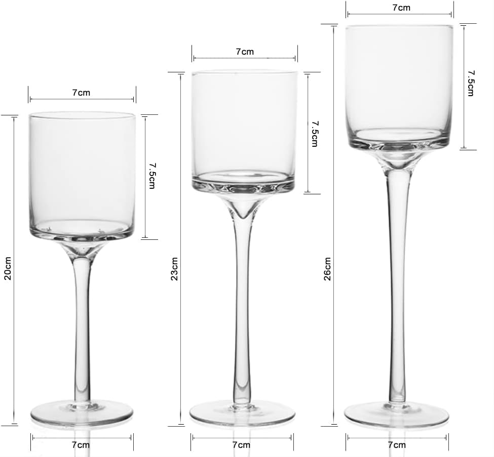 Set of 3 Clear Glass Candle Holders V89259