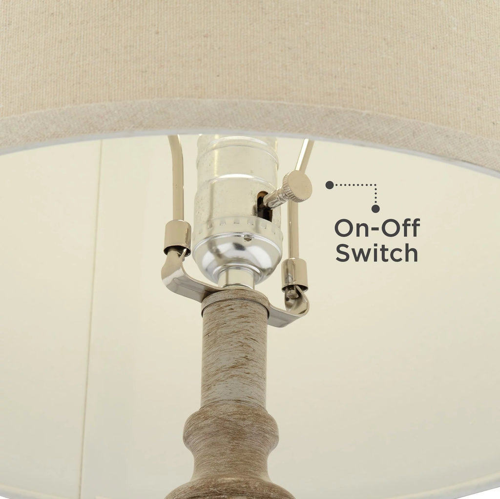 Country Cottage Table Lamps Set of 2 Light Oak Orb Cage Oatmeal Drum Shade B542126