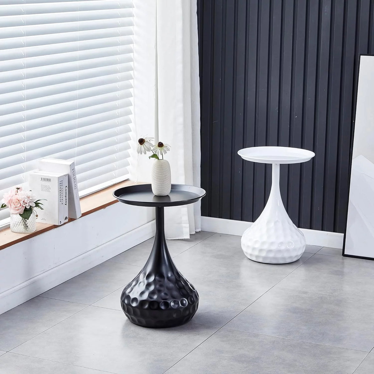 Black Metal Round End Table F98101
