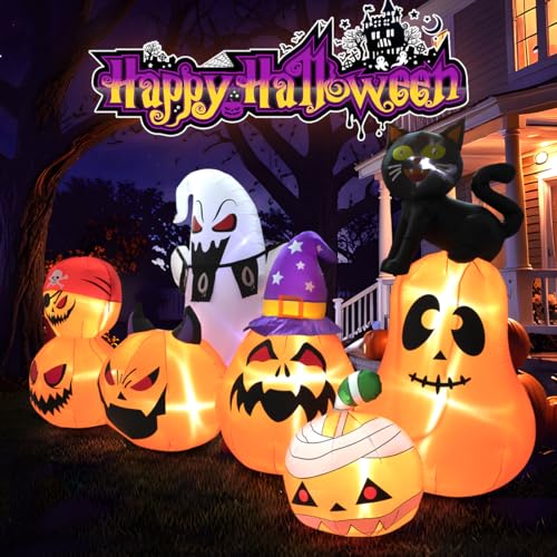 8Ft Long Inflatable Halloween Pumpkins with LED Light P804057