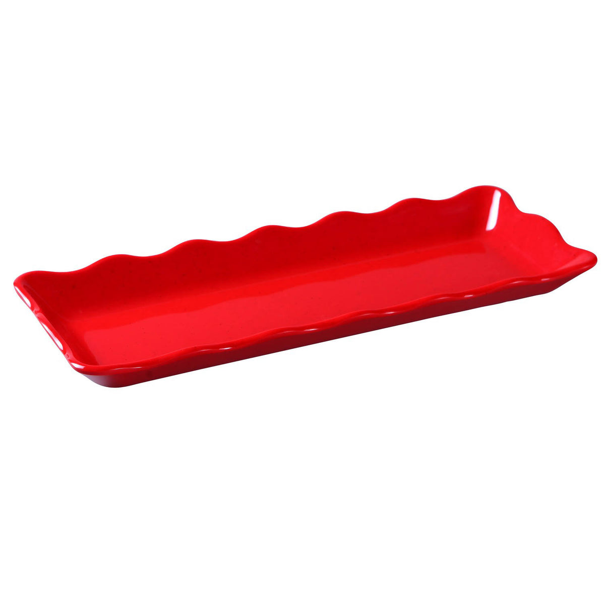 Rectangular Scallop Edged Display Tray, Melamine, Red, 6 Packs E786