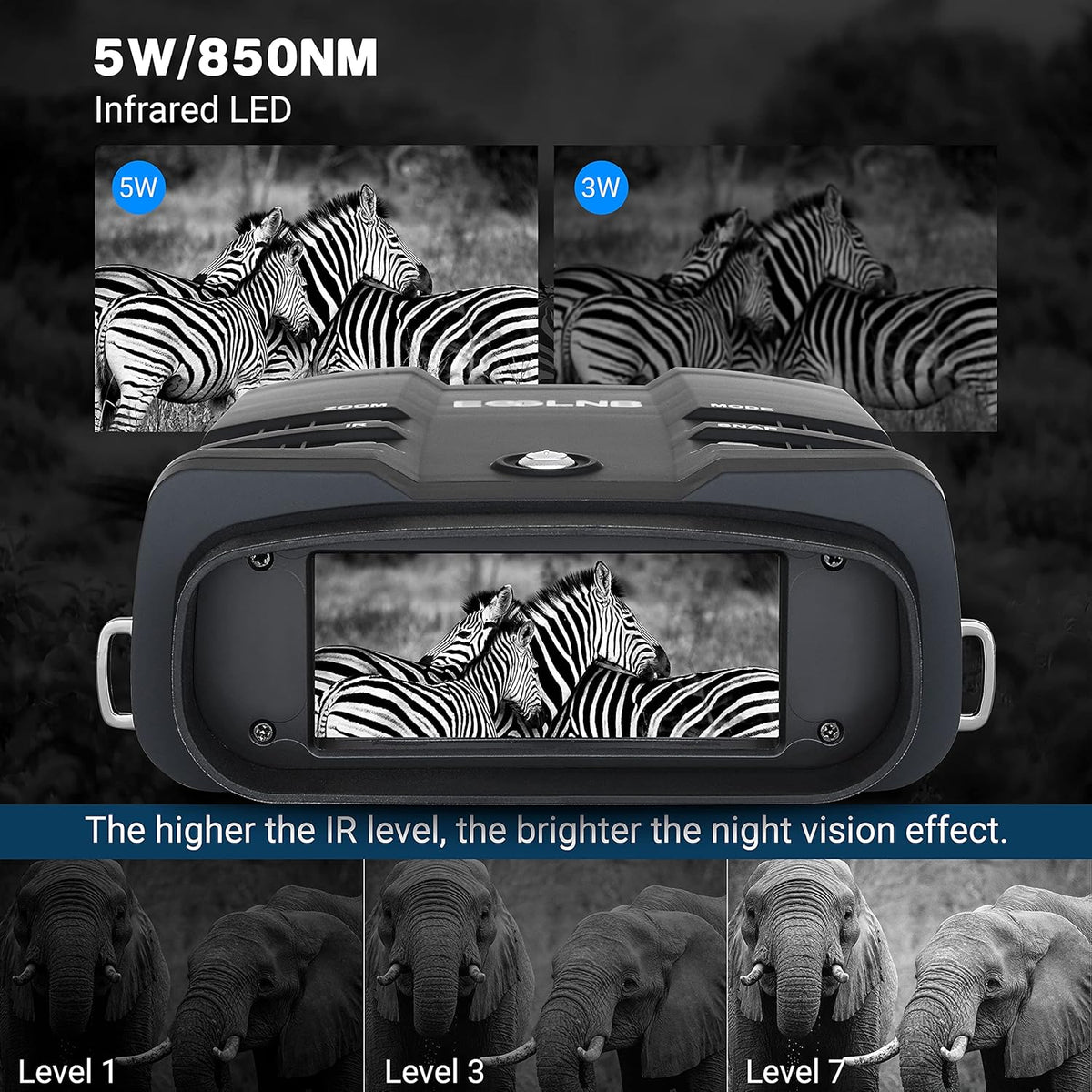2297ft/700m Digital Night Vision Binoculars 1080P Infrared Night Vision Goggles with 64G Card W3327