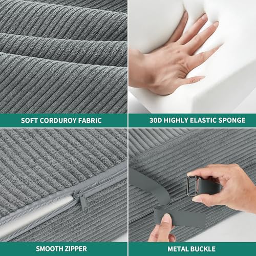 Grey Corduroy Convertible Sofa Bed Z7727