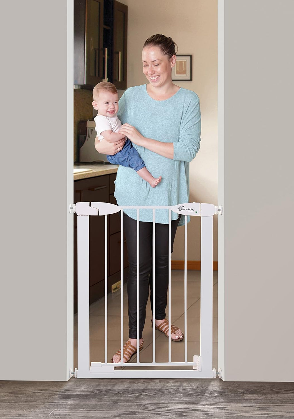 White Magnetic Auto Close Baby Gate I58017
