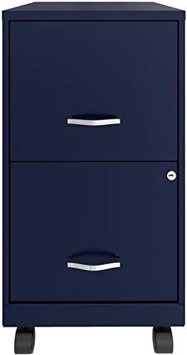 2 Drawer Metal Mobile File Cabinet with Lock, Letter Size, Navy P3332