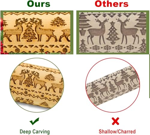 Wooden Embossed Rolling Pin with Snow Pattern S39409