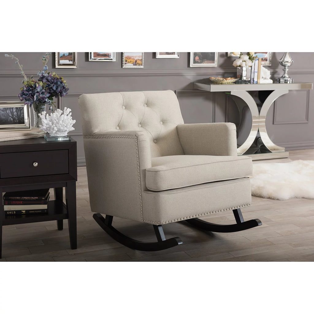 Gray Fabric Upholstered Rocking Chair M915393