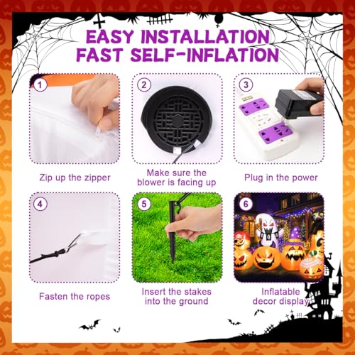 8Ft Long Inflatable Halloween Pumpkins with LED Light P804057