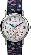 Silver-Tone Blue Fabric Strap Watch V480