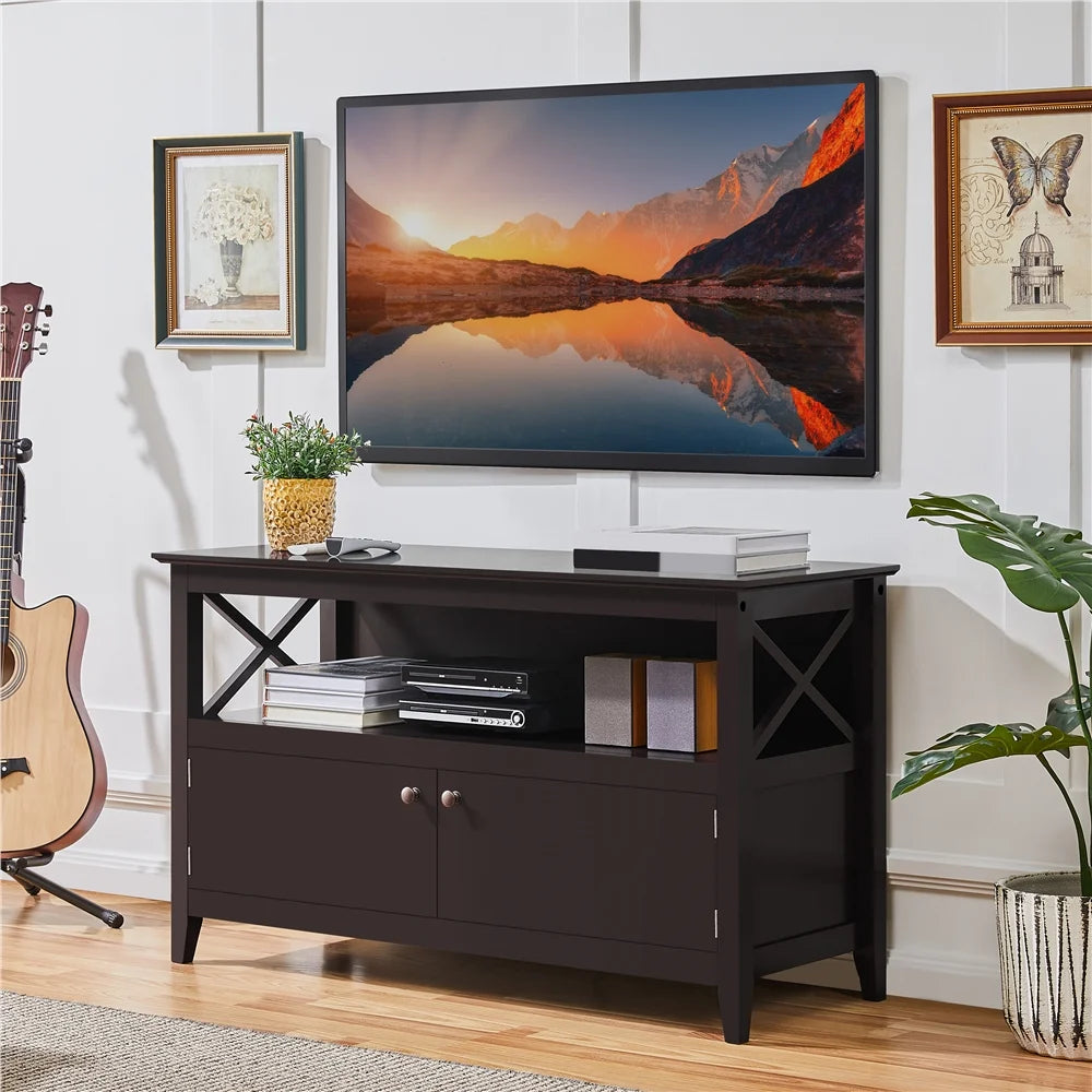 Espresso TV Stand with Storage and 2 Doors Q30202