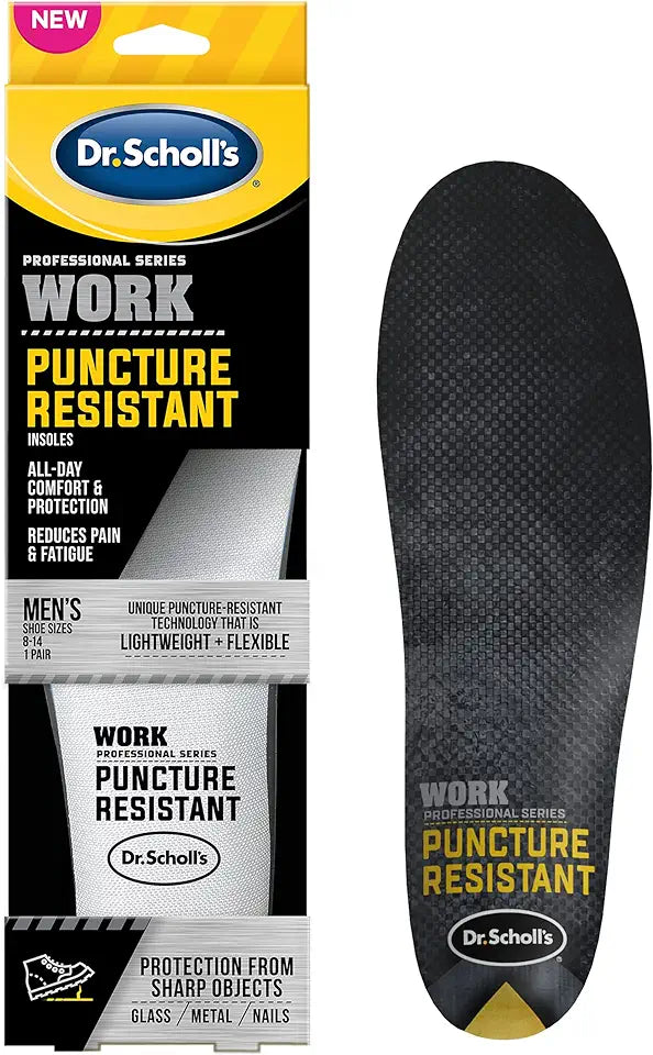 Work Puncture Resistant Insoles, Men's 8-14, Trim to Fit O3541