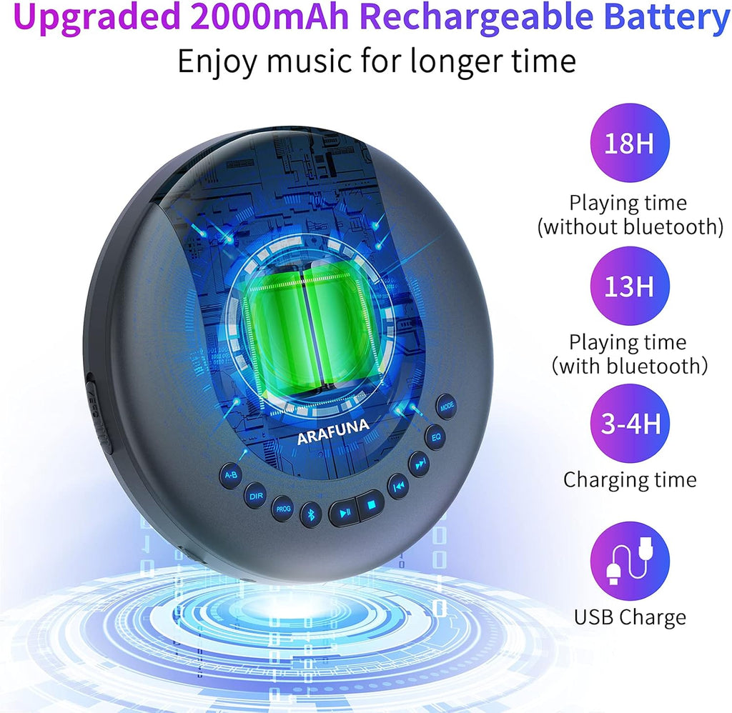 Pack of 2 Portable Bluetooth CD Player with LCD Screen P90379