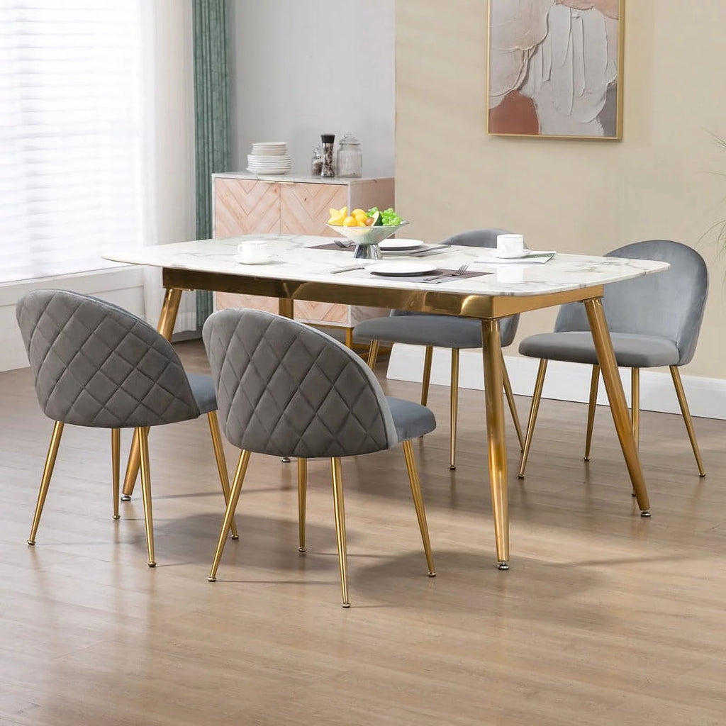Set of 4 Grey Upholstered Velvet Dining Chairs U148604