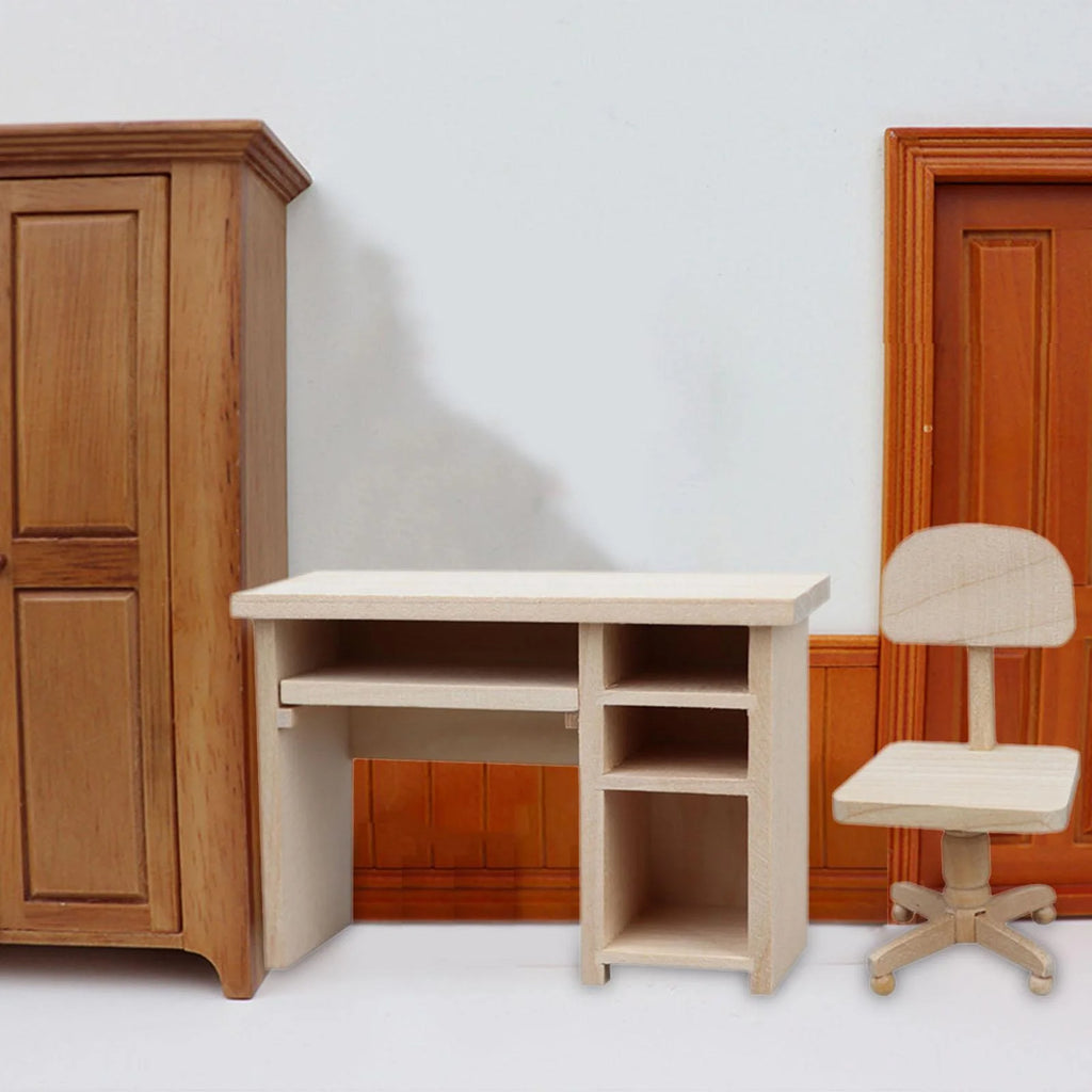 1/12 Mini Office Desk and Chair Dollhouse Furniture R1390