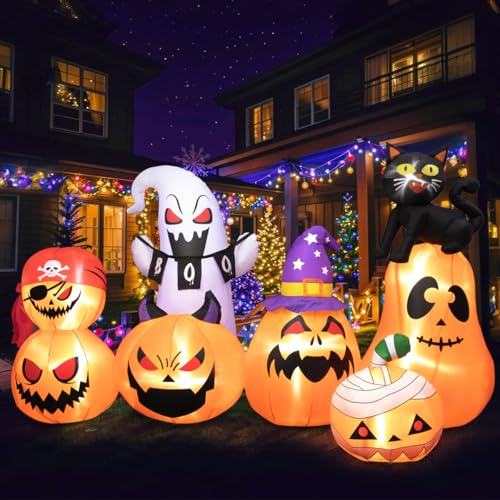 8Ft Long Inflatable Halloween Pumpkins with LED Light P804057
