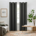 100% Blackout Faux Linen Grommet Curtains (2 Panels) 63x42 Charcoal Y337
