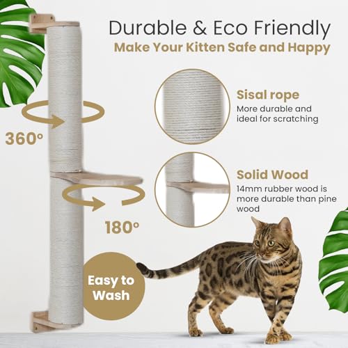 9 Piece Rubber Wood Cat Wall Shelves & Furniture Set X74955