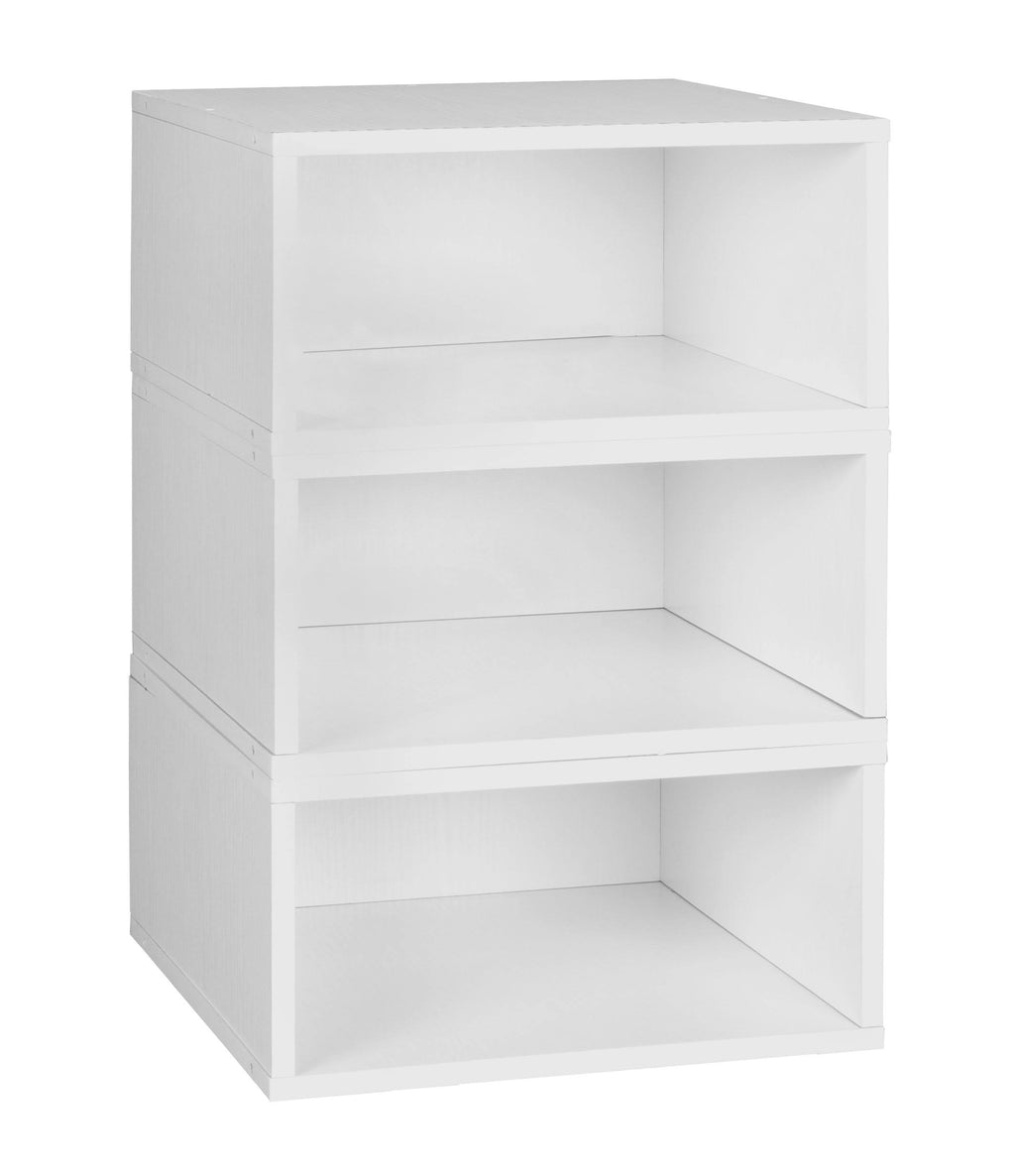 White Wood Grain Storage Set 3 Half Size Cubes M17224